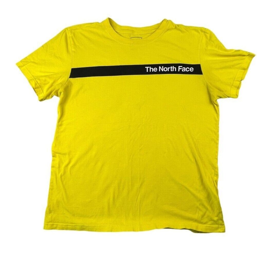 The North Face Mens T Shirt Size Large Bright Yellow Hiking‎ Short Sleeve Logo